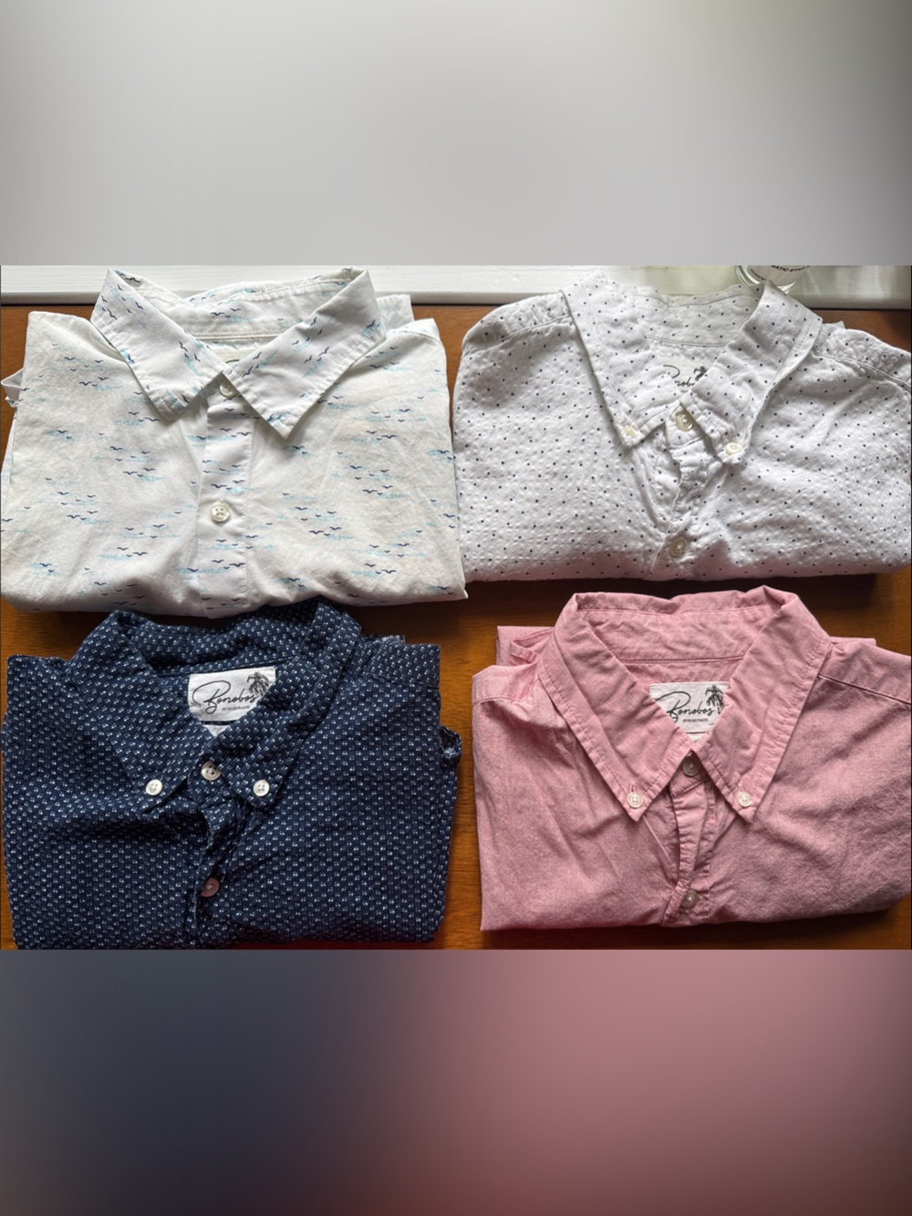4 Bonobos Button-Up Short Sleeve Shirts - listing for all 4 shirts, sz Medium